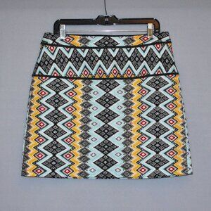 Loft Skirt Size 12 Multicolor Geometric Aztec Print Mini Skirt